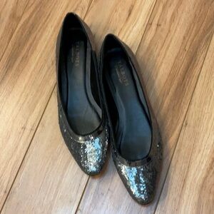 Women's Silver/Black Sequin Flats 9.5
